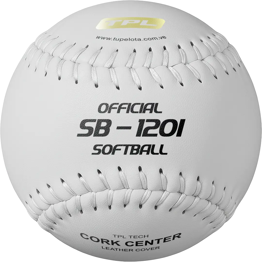 Pelota de softbol TPL SB-120I Sello Dorado con cobertura de cuero y núcleo de corcho.