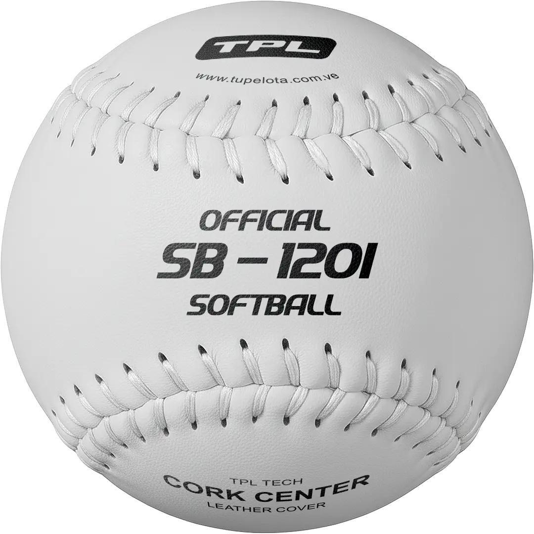 Pelota de softbol TPL SB-120I Sello Negro con cobertura de cuero y núcleo de corcho.